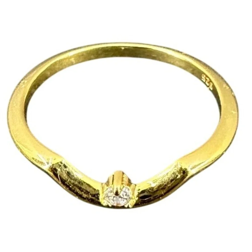 Gold over .925 silver cubic zirconiaAccent Band size 6, new‎